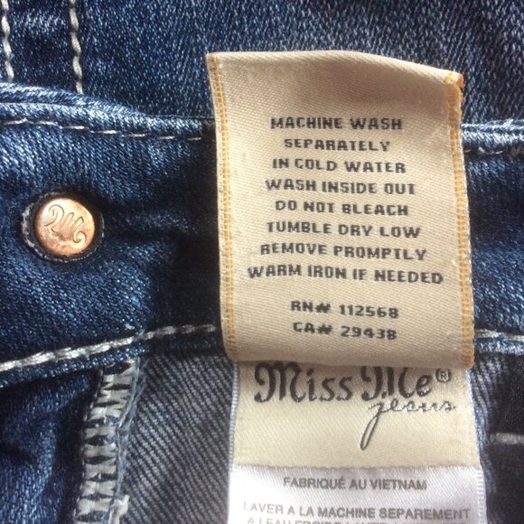 Miss Me Dark Wash Flap Pockets Mid Rise Boot Western Boho Denim Jeans Size 30* - Picture 8 of 10